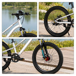VOLTUS Kids Mountain Bike with Dual Suspension Disc Brakes and Gear Shift for Outdoor Riding - White