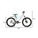 VOLTUS Kids Mountain Bike with Dual Suspension Disc Brakes and Gear Shift for Outdoor Riding - White