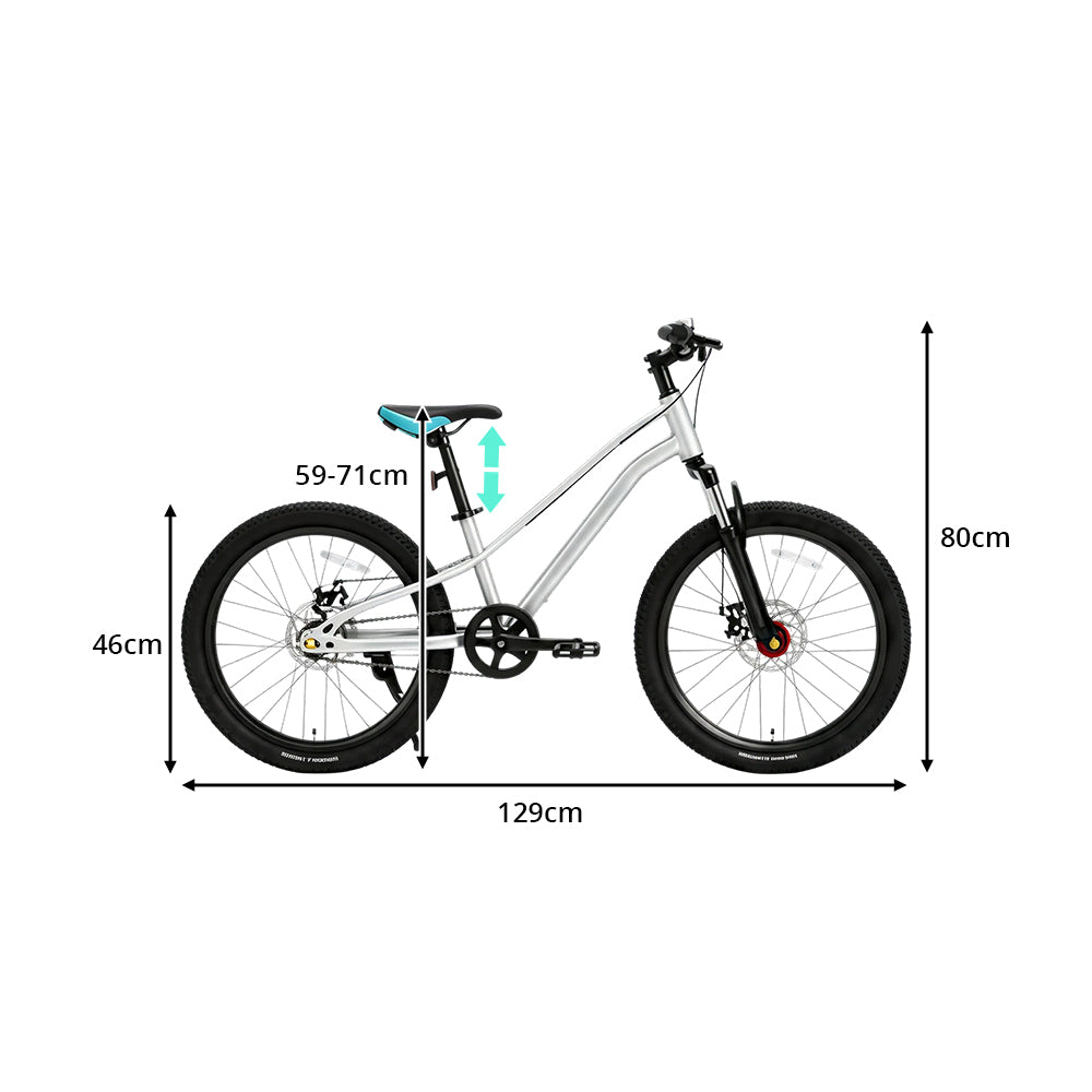 VOLTUS Kids Mountain Bike with Dual Suspension Disc Brakes and Gear Shift for Outdoor Riding - White