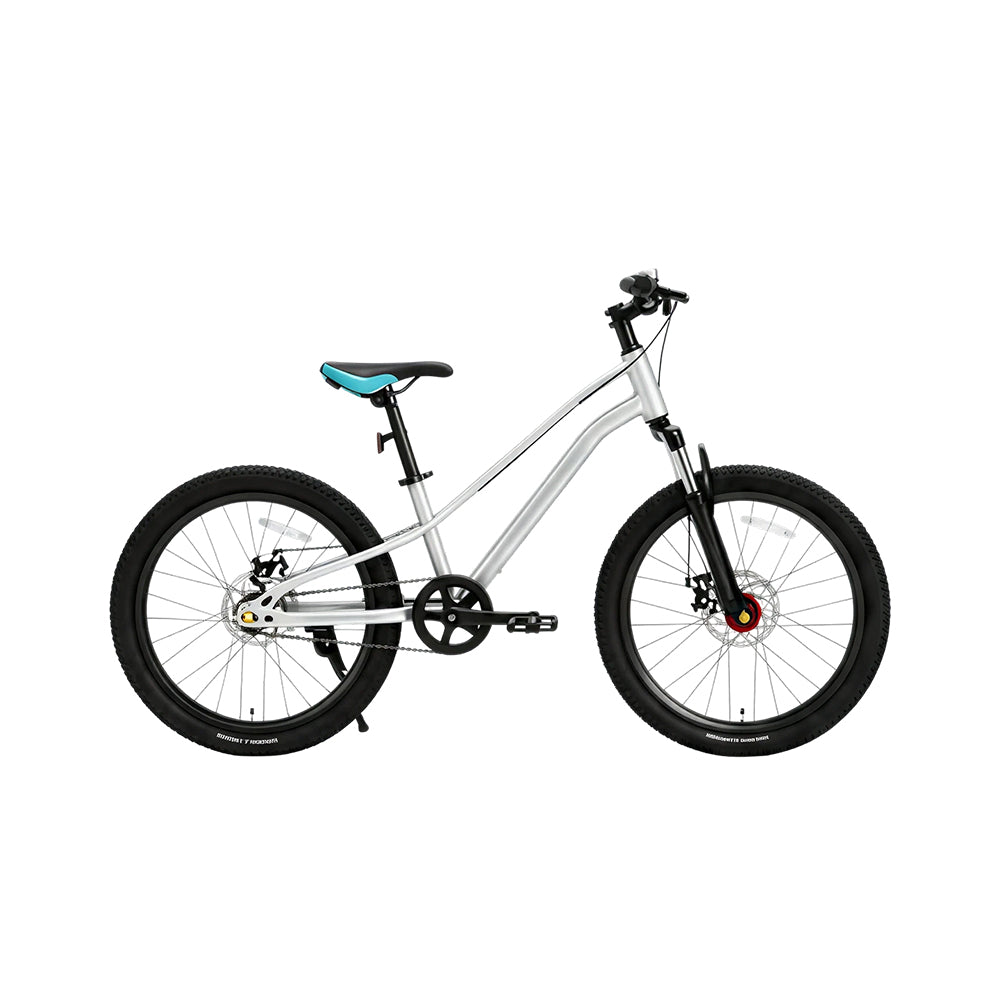 VOLTUS Kids Mountain Bike with Dual Suspension Disc Brakes and Gear Shift for Outdoor Riding - White