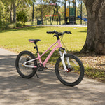VOLTUS Kids Mountain Bike with Dual Suspension Disc Brakes and Gear Shift for Outdoor Riding - Pink
