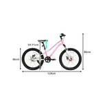 VOLTUS Kids Mountain Bike with Dual Suspension Disc Brakes and Gear Shift for Outdoor Riding - Pink