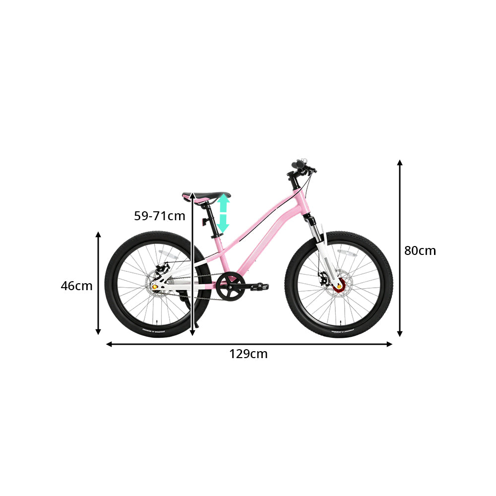VOLTUS Kids Mountain Bike with Dual Suspension Disc Brakes and Gear Shift for Outdoor Riding - Pink