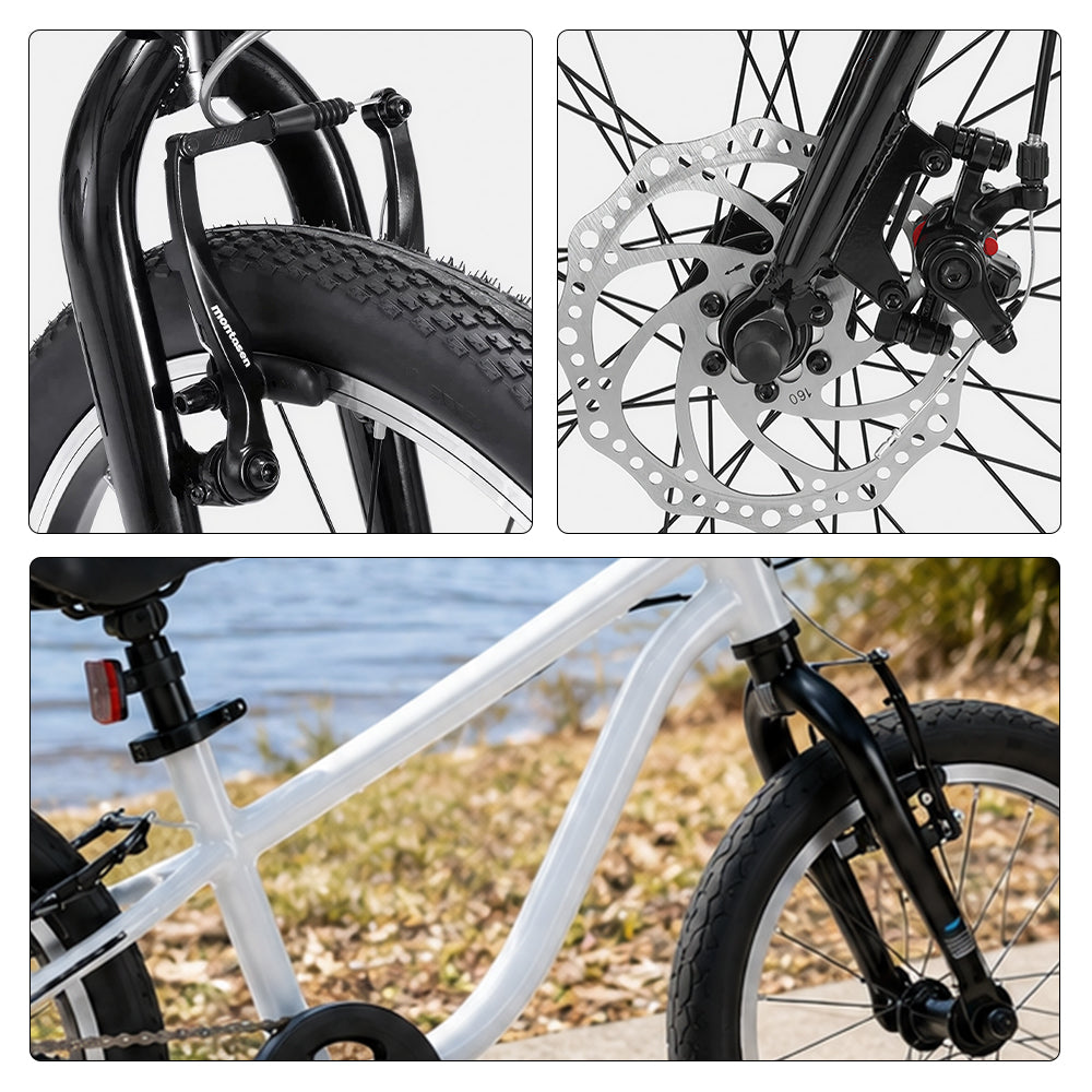 VOLTUS  16 Inch Kids Bike - Lightweight Aluminium Alloy Frame, Single Speed Bicycle for Children Outdoor Riding - Brushed Silver