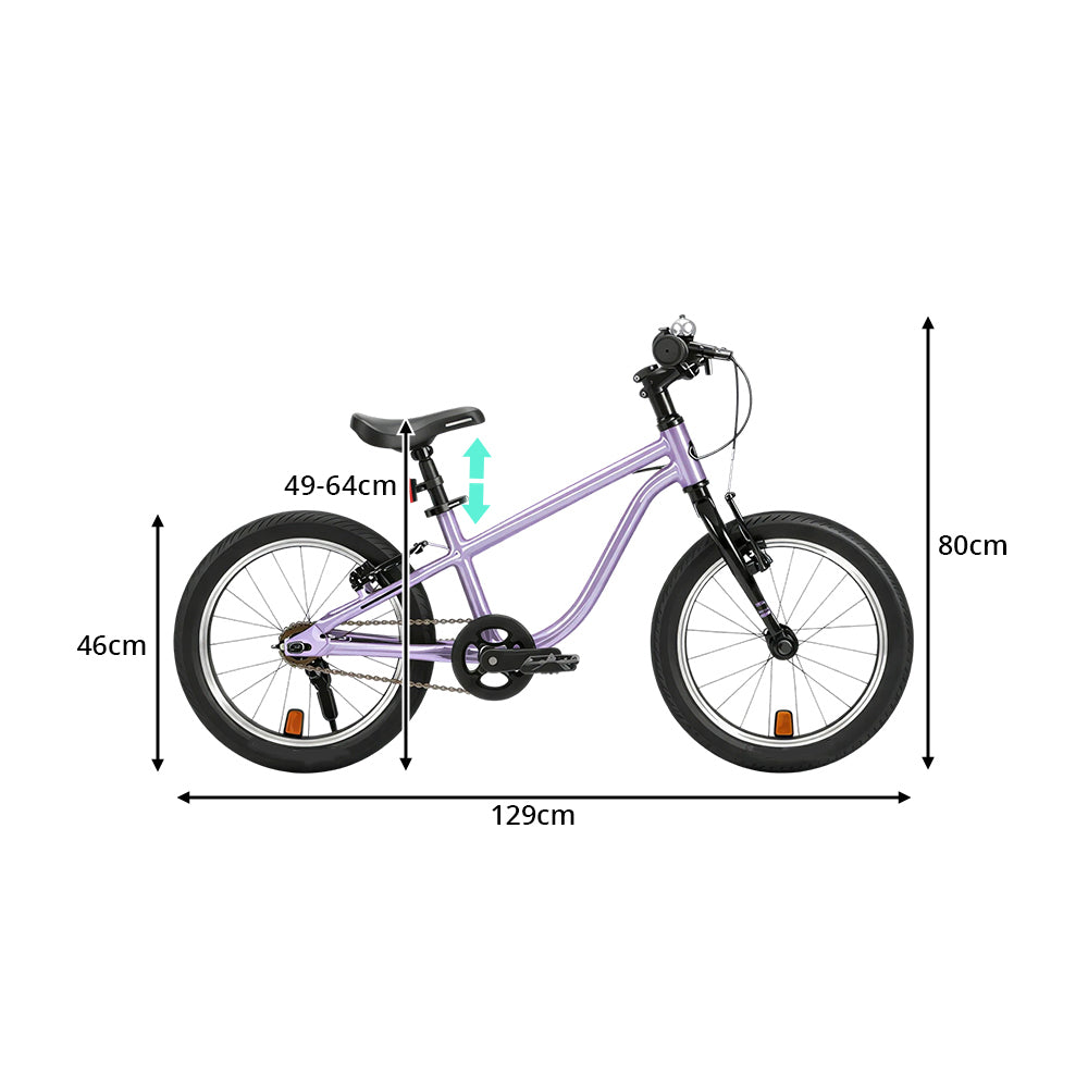 VOLTUS  16 Inch Kids Bike - Lightweight Aluminium Alloy Frame, Single Speed Bicycle for Children Outdoor Riding - Purple