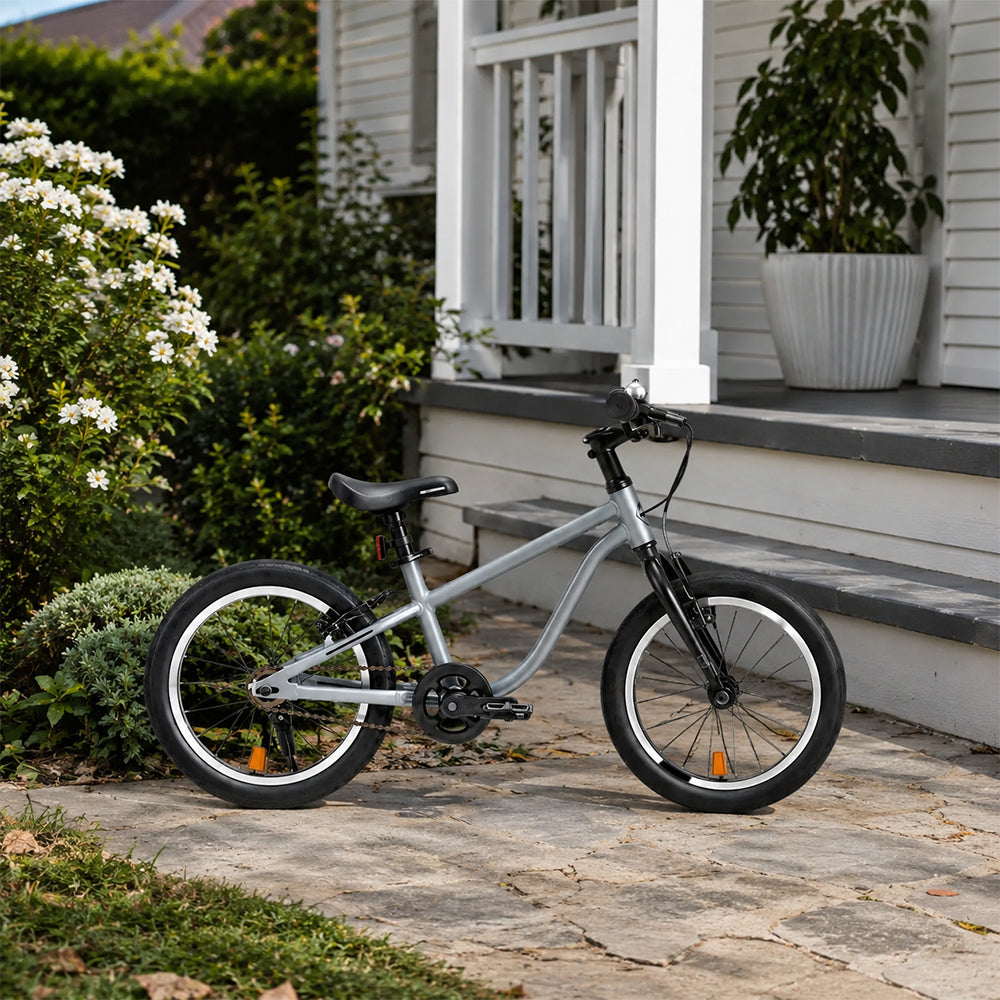 VOLTUS  16 Inch Kids Bike - Lightweight Aluminium Alloy Frame, Single Speed Bicycle for Children Outdoor Riding - Grey