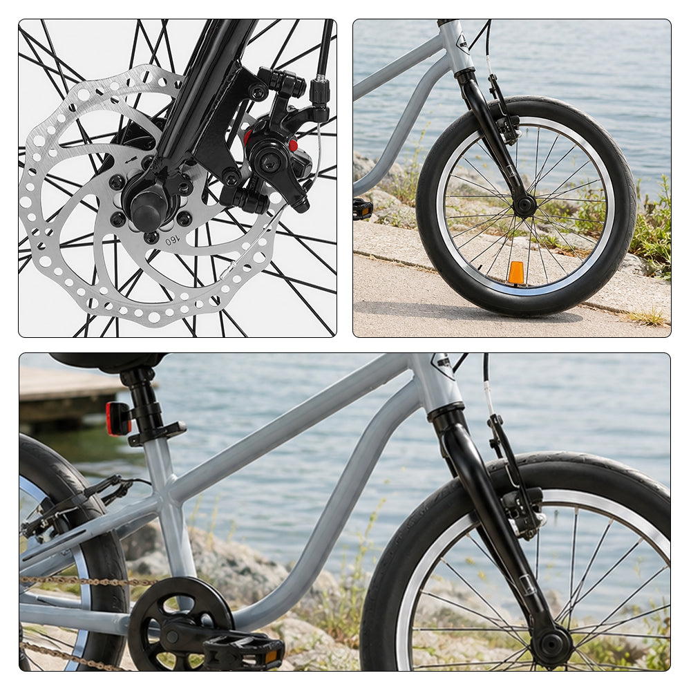 VOLTUS  16 Inch Kids Bike - Lightweight Aluminium Alloy Frame, Single Speed Bicycle for Children Outdoor Riding - Grey