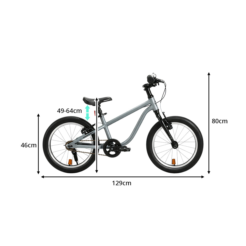 VOLTUS  16 Inch Kids Bike - Lightweight Aluminium Alloy Frame, Single Speed Bicycle for Children Outdoor Riding - Grey
