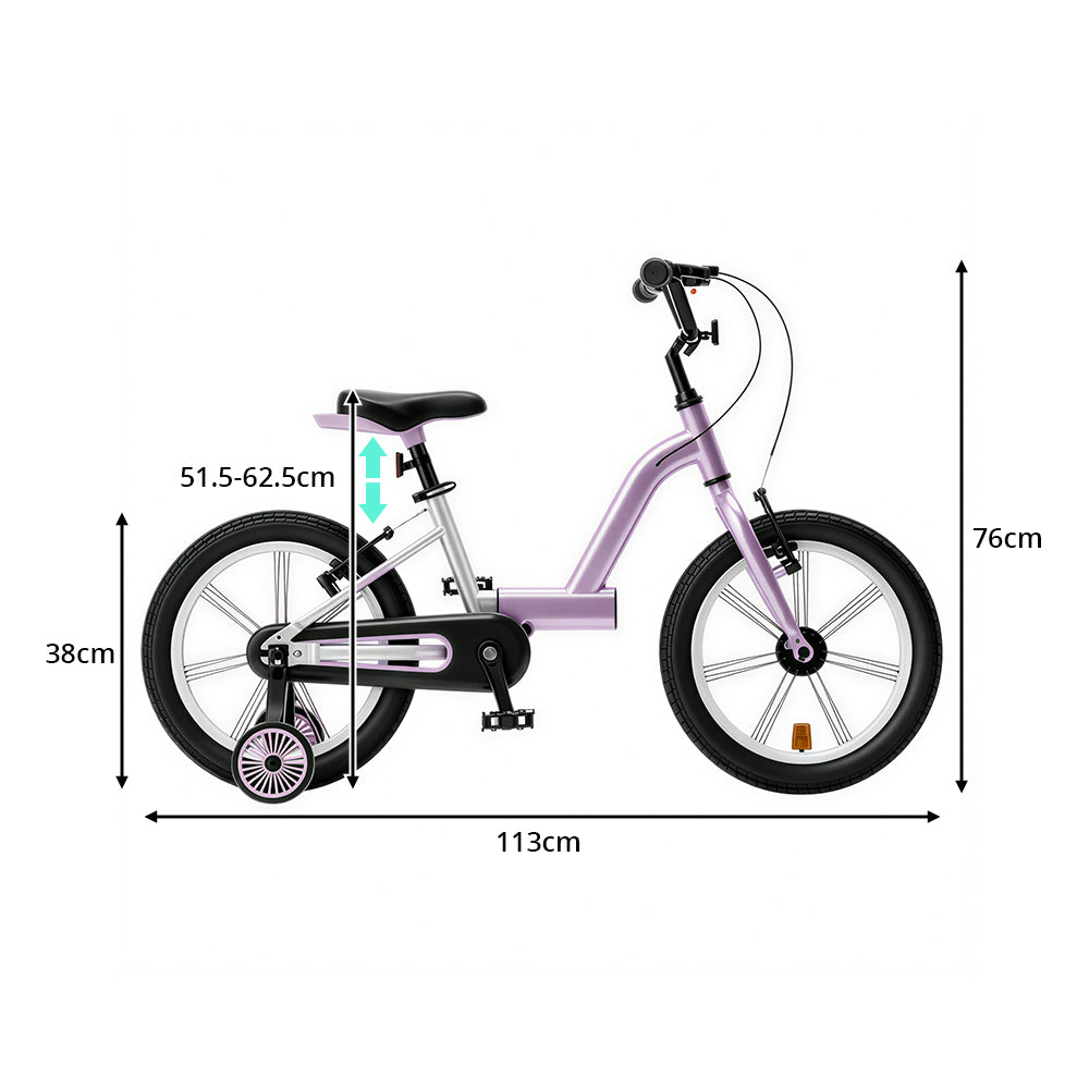 VOLTUS  Kids Bike - Lightweight Aluminium Alloy Bicycle with Training Wheels, Adjustable Frame for Outdoor Riding - Luminous Purple