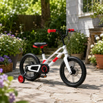 VOLTUS Kids Bike - Lightweight Aluminium Alloy Bicycle with Dual Disc Brakes, Full Chain Guard for Outdoor Riding - White & Red