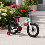 VOLTUS Kids Bike - Lightweight Aluminium Alloy Bicycle with Dual Disc Brakes, Full Chain Guard for Outdoor Riding - White & Red