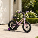 VOLTUS Kids Bike - Lightweight Aluminium Alloy Bicycle with Dual Disc Brakes, Full Chain Guard for Outdoor Riding - Pink
