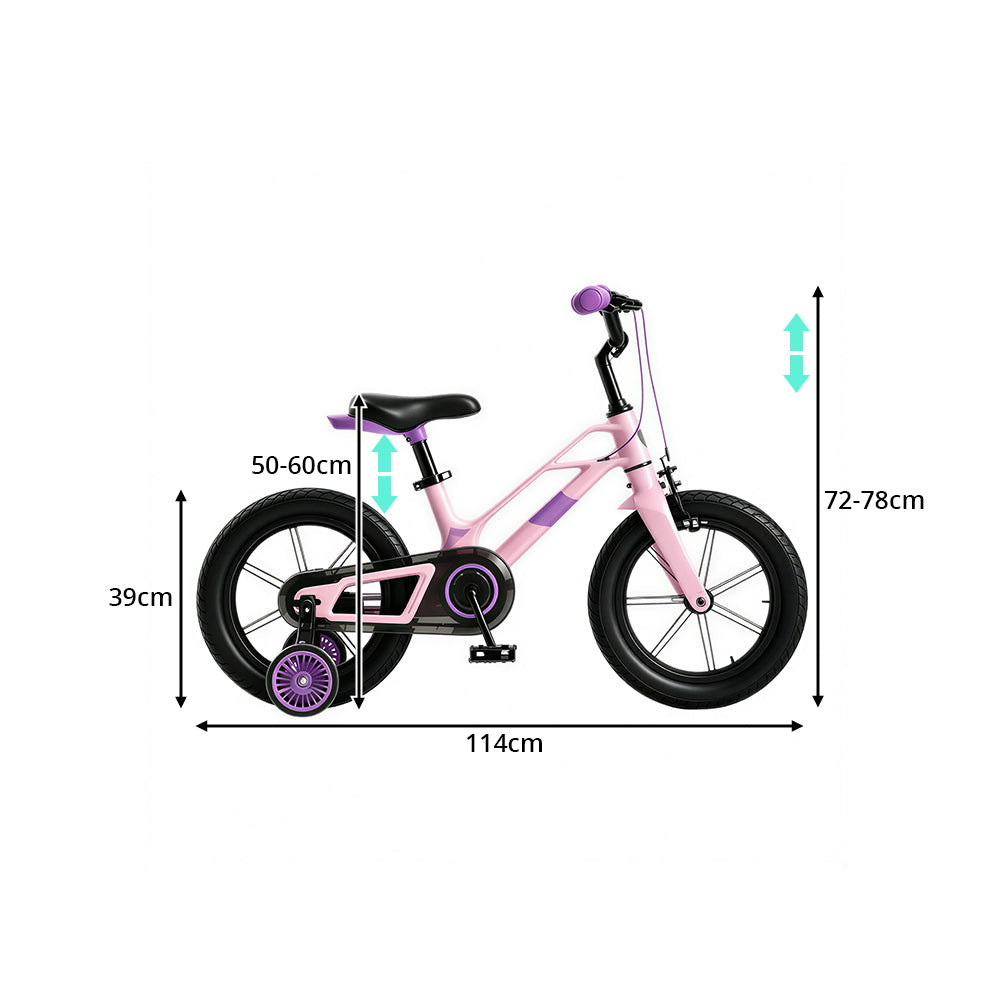 VOLTUS Kids Bike - Lightweight Aluminium Alloy Bicycle with Dual Disc Brakes, Full Chain Guard for Outdoor Riding - Pink