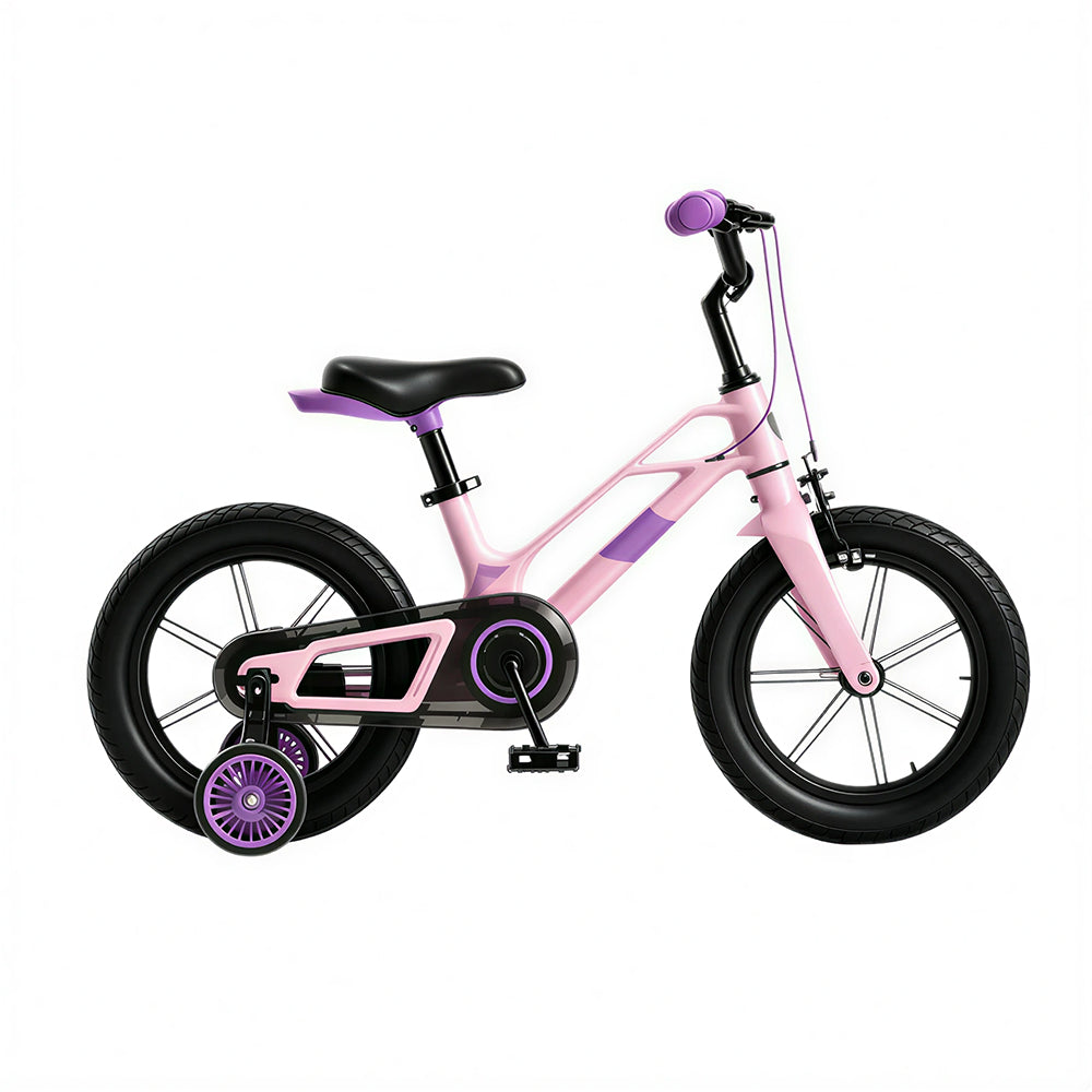 VOLTUS Kids Bike - Lightweight Aluminium Alloy Bicycle with Dual Disc Brakes, Full Chain Guard for Outdoor Riding - Pink