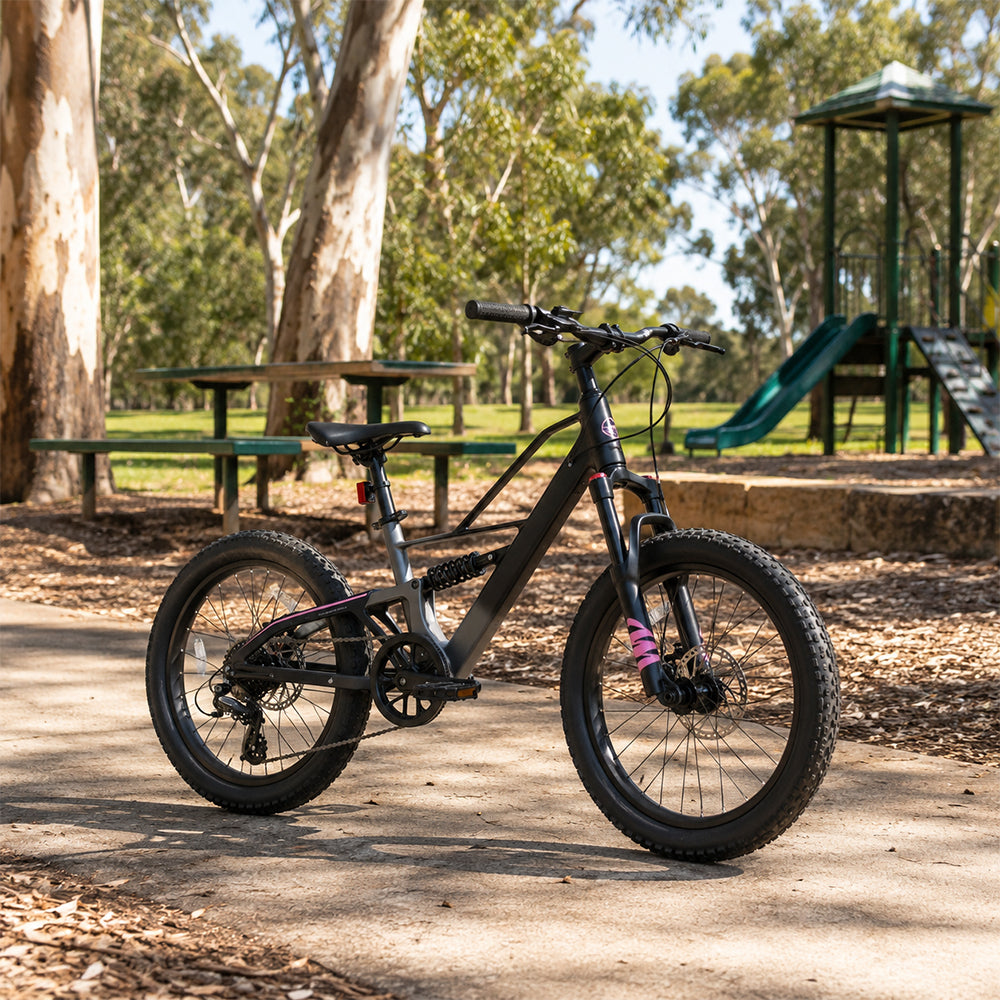 VOLTUS Fat Tire Mountain Bike - Full Suspension Electric Style Frame, Wide Tyres for Outdoor Trail Riding & Adventure - Black
