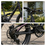 VOLTUS Fat Tire Mountain Bike - Full Suspension Electric Style Frame, Wide Tyres for Outdoor Trail Riding & Adventure - Black