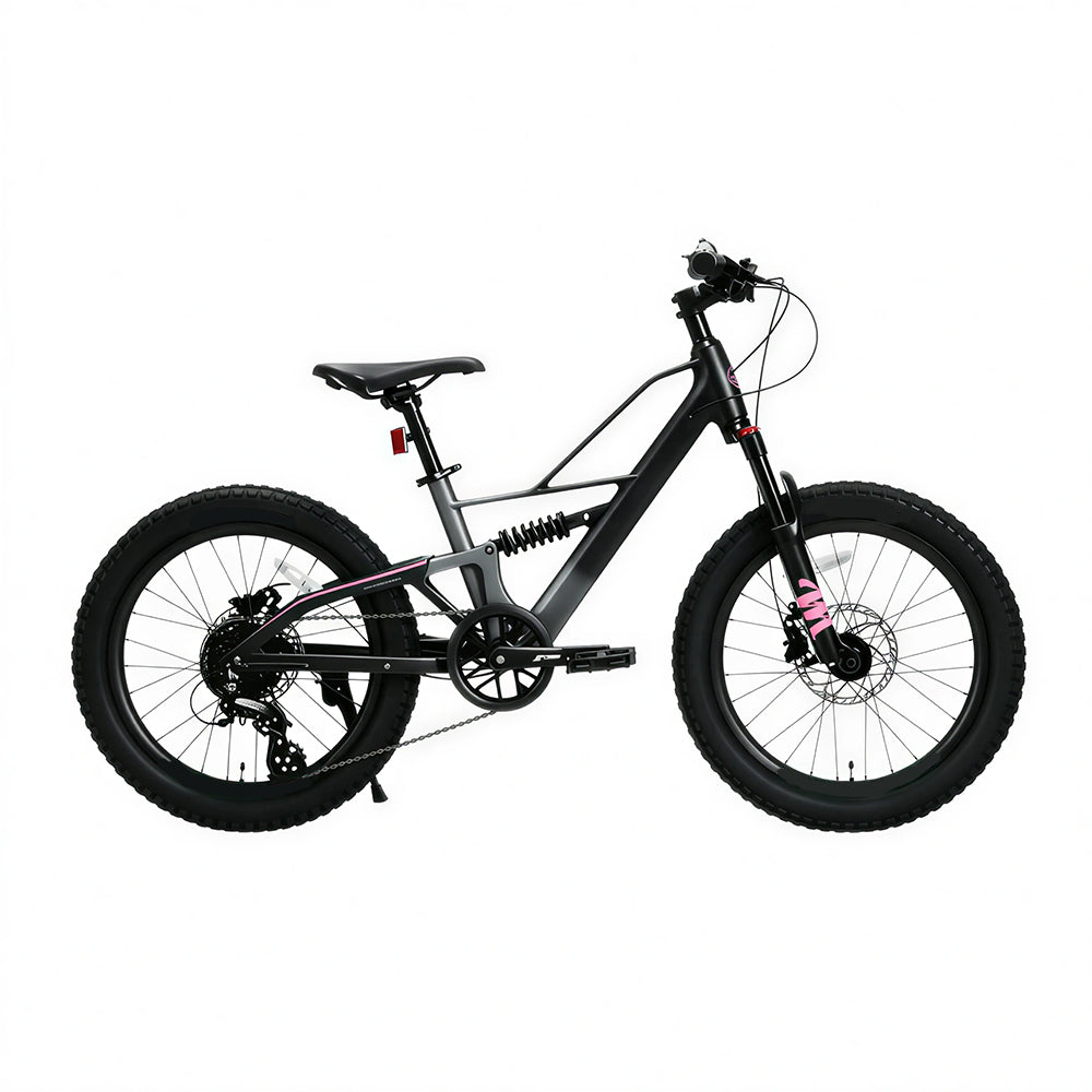 VOLTUS Fat Tire Mountain Bike - Full Suspension Electric Style Frame, Wide Tyres for Outdoor Trail Riding & Adventure - Black