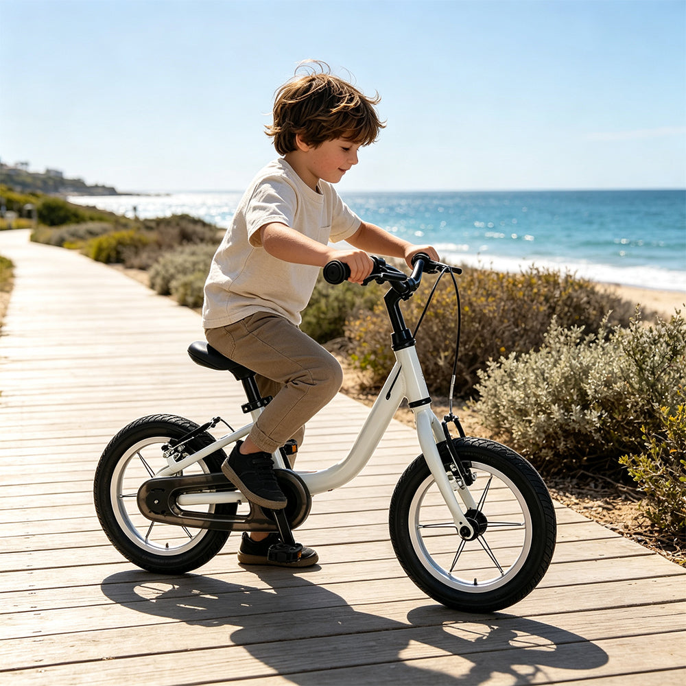 VOLTUS Kids Balance Bike - 2-in-1 Convertible Toddler Bicycle with Pedal Mode, Lightweight Frame for Early Riding - White