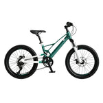 VOLTUS 20-Inch Kids Magnesium Alloy Mountain Bike with Full Suspension, Shimano Gears and Dual Disc Brakes - Mars Green