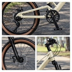 VOLTUS Youth Magnesium Alloy Mountain Bike with Front Suspension, Shimano Gears and Dual Disc Brakes -Yellow