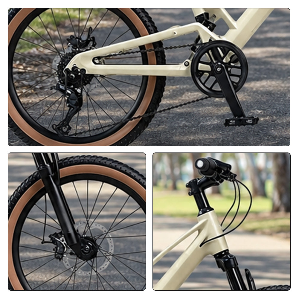 VOLTUS Youth Magnesium Alloy Mountain Bike with Front Suspension, Shimano Gears and Dual Disc Brakes -Yellow