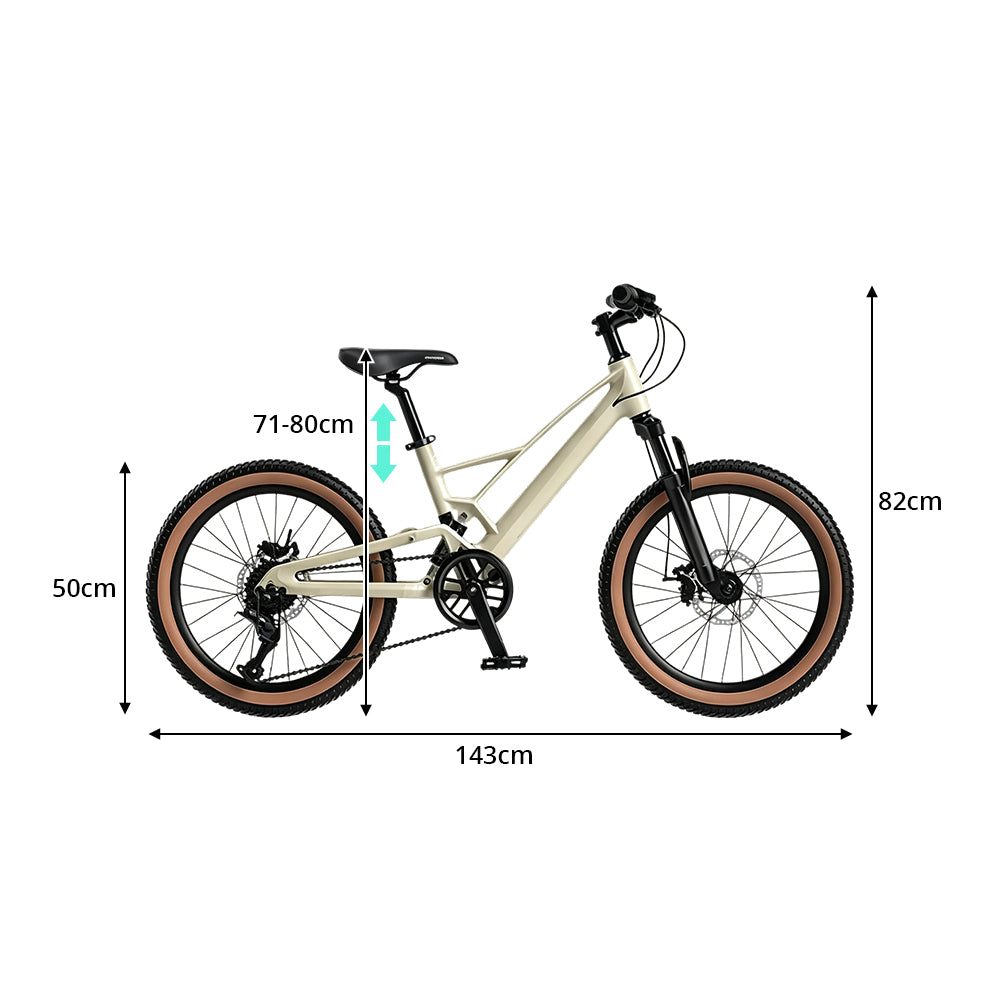 VOLTUS Youth Magnesium Alloy Mountain Bike with Front Suspension, Shimano Gears and Dual Disc Brakes -Yellow