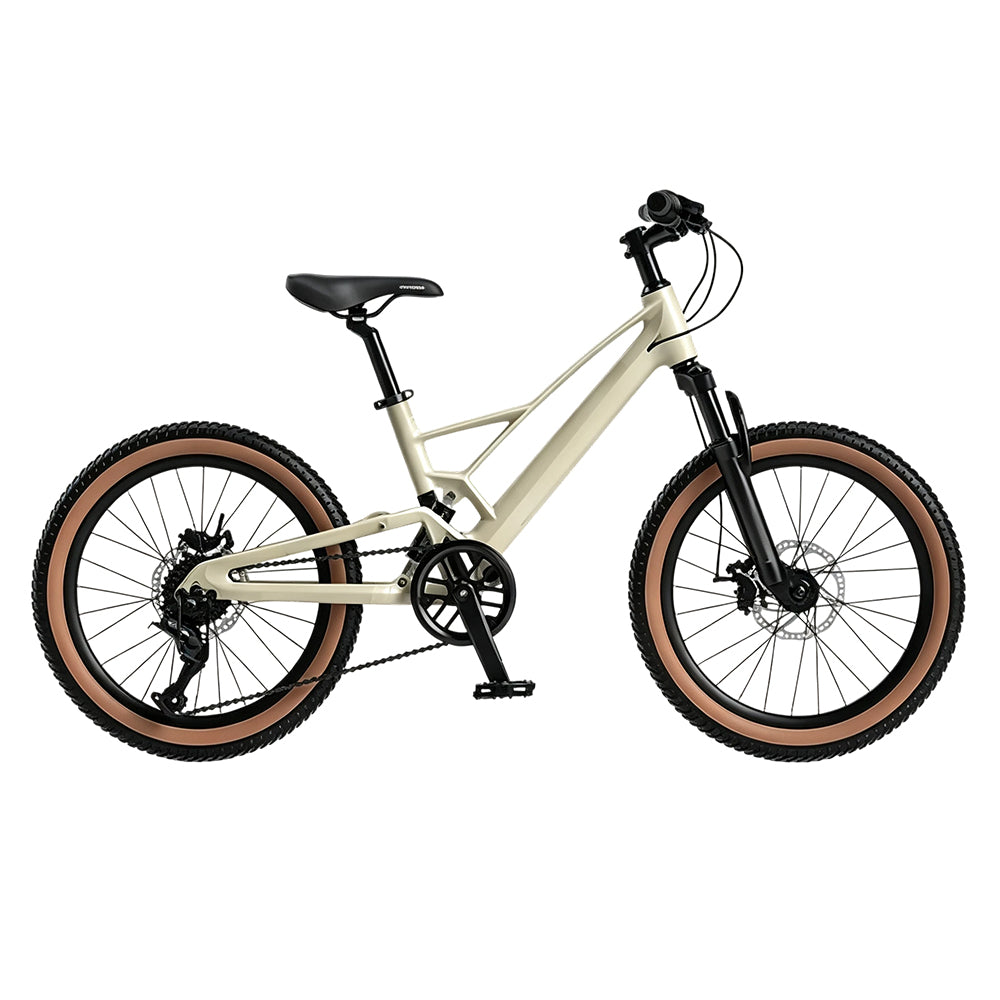 VOLTUS Youth Magnesium Alloy Mountain Bike with Front Suspension, Shimano Gears and Dual Disc Brakes -Yellow