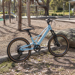 VOLTUS Youth Magnesium Alloy Mountain Bike with Front Suspension, Shimano Gears and Dual Disc Brakes - Blue