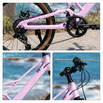 VOLTUS Youth Magnesium Alloy Mountain Bike with Front Suspension, Shimano Gears and Dual Disc Brakes - Pink