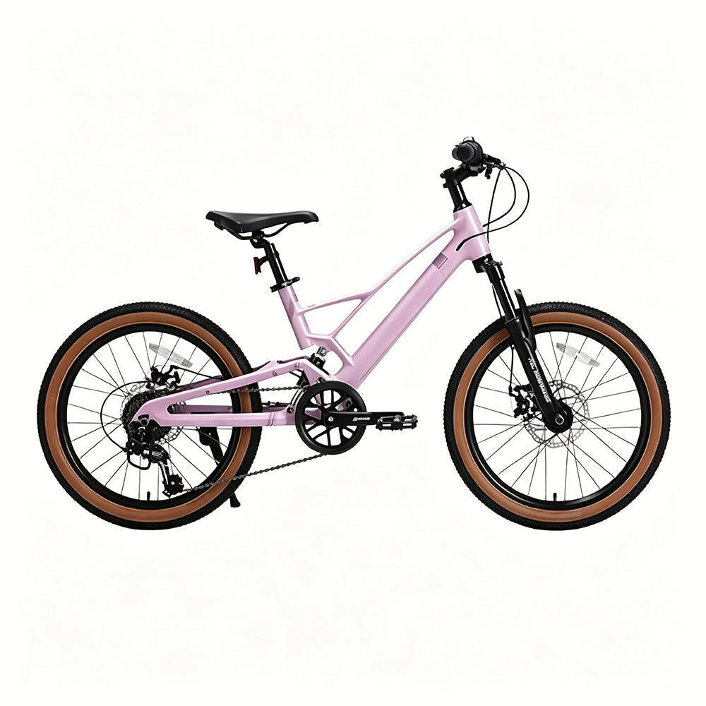 VOLTUS Youth Magnesium Alloy Mountain Bike with Front Suspension, Shimano Gears and Dual Disc Brakes - Pink