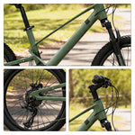 VOLTUS Youth Mountain Bike with Front Suspension, Multi-Speed Gears and Dual Disc Brakes - Army Green