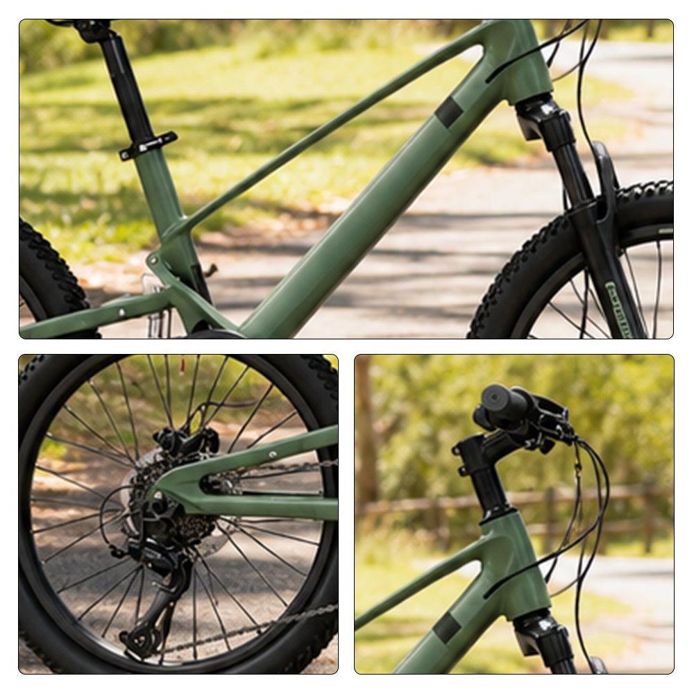 VOLTUS Youth Mountain Bike with Front Suspension, Multi-Speed Gears and Dual Disc Brakes - Army Green