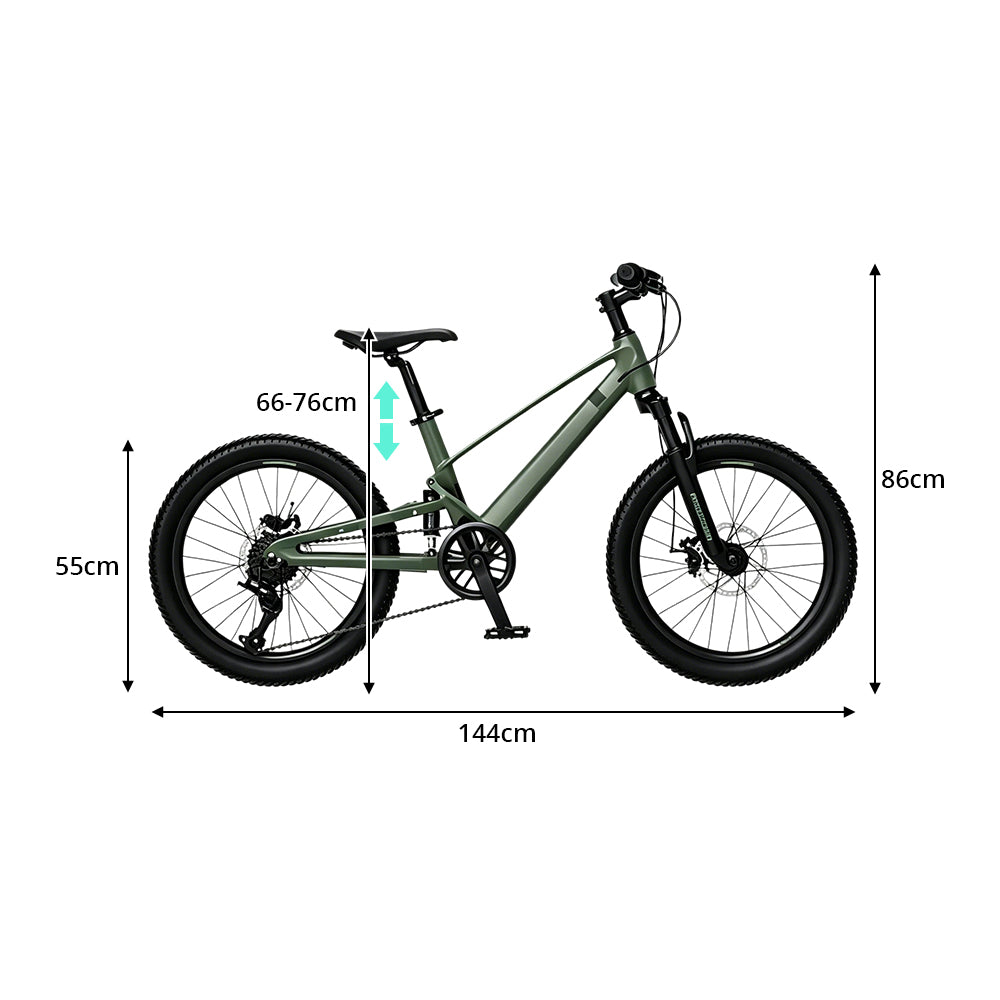 VOLTUS Youth Mountain Bike with Front Suspension, Multi-Speed Gears and Dual Disc Brakes - Army Green