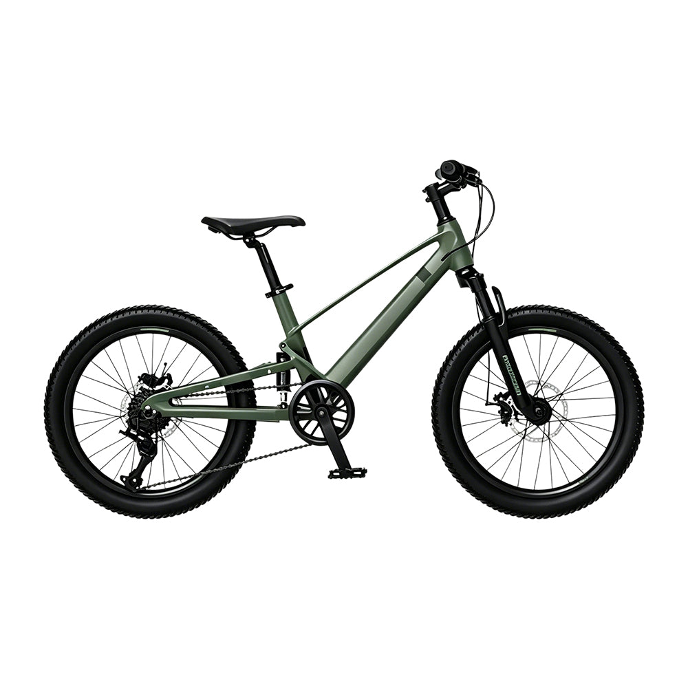 VOLTUS Youth Mountain Bike with Front Suspension, Multi-Speed Gears and Dual Disc Brakes - Army Green