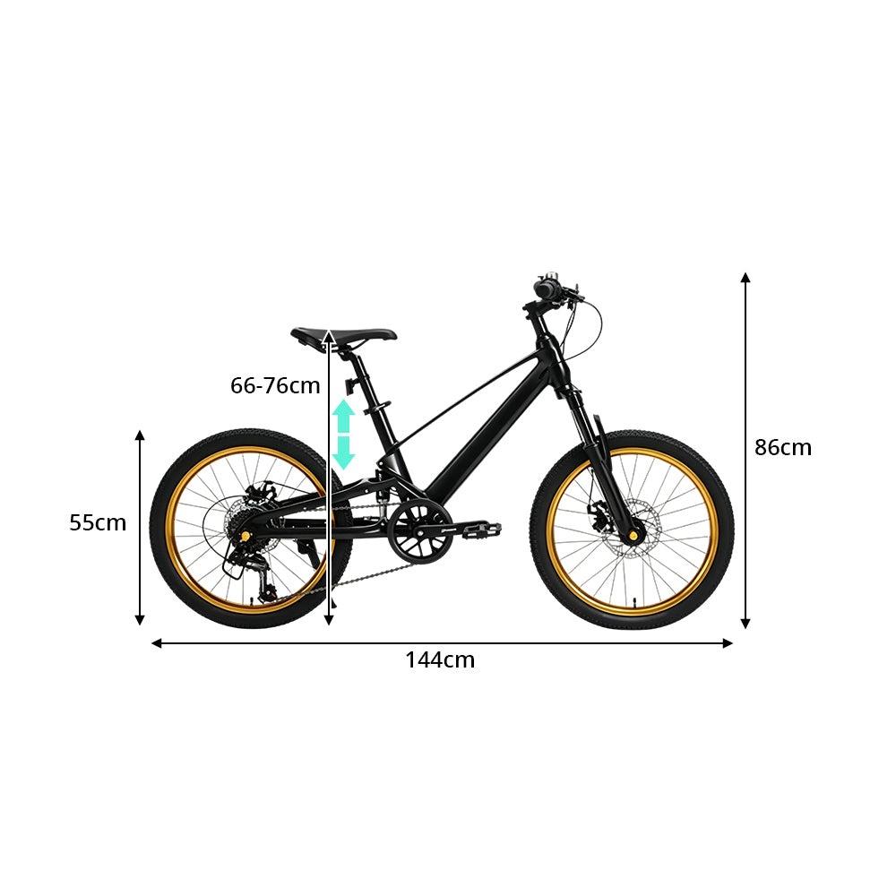 VOLTUS Youth Mountain Bike with Front Suspension, Multi-Speed Gears and Dual Disc Brakes - Black
