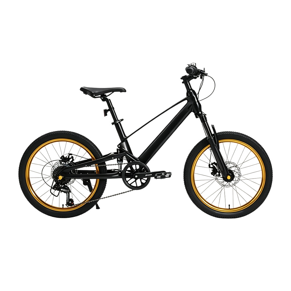 VOLTUS Youth Mountain Bike with Front Suspension, Multi-Speed Gears and Dual Disc Brakes - Black