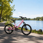 VOLTUS Youth Mountain Bike with Front Suspension, Multi-Speed Gears and Dual Disc Brakes - Pink