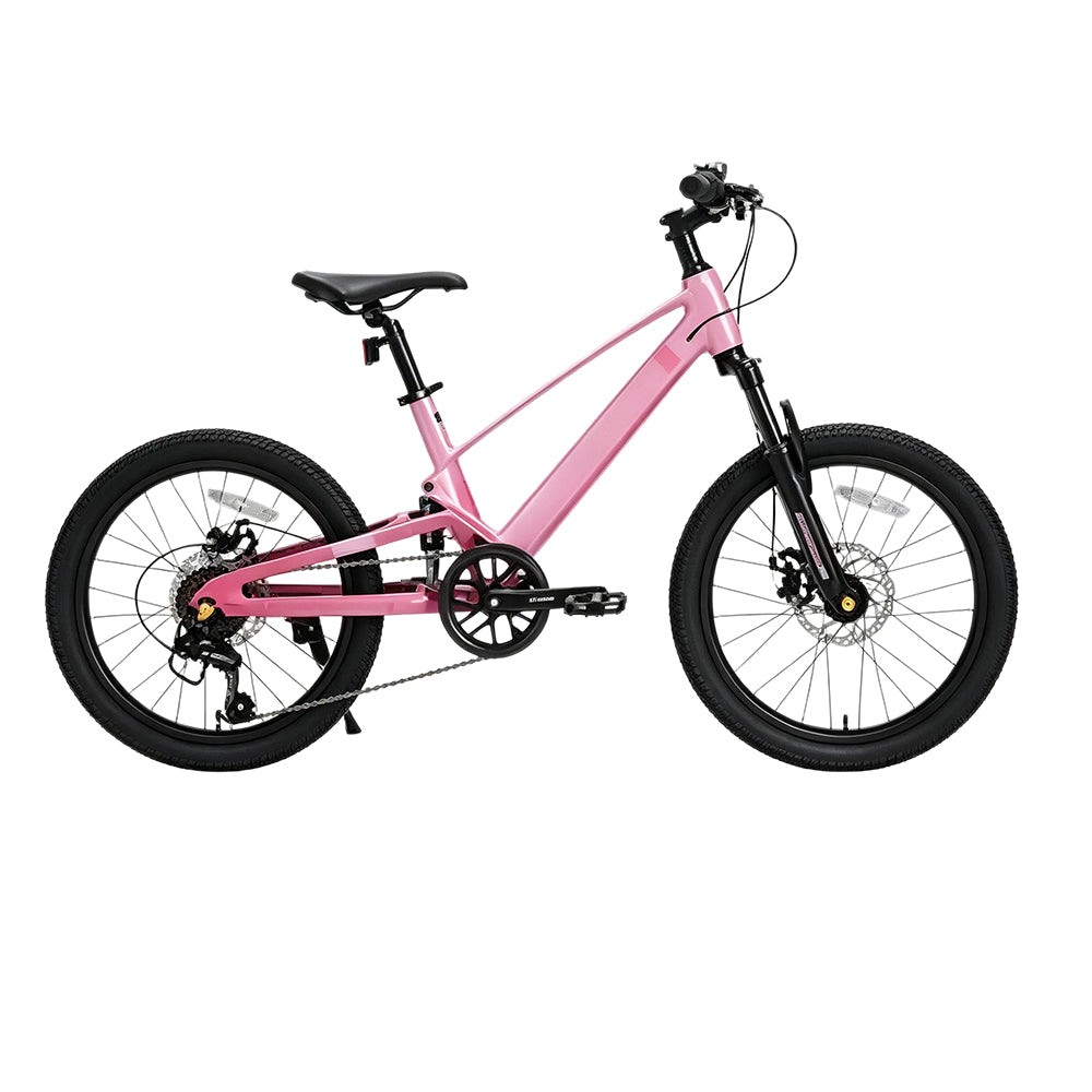 VOLTUS Youth Mountain Bike with Front Suspension, Multi-Speed Gears and Dual Disc Brakes - Pink