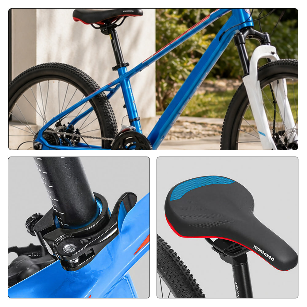 VOLTUS Mountain Bike with Front Suspension, Multi-Speed Gears and Dual Disc Brakes - Blue & White