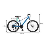 VOLTUS Mountain Bike with Front Suspension, Multi-Speed Gears and Dual Disc Brakes - Blue & White