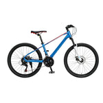 VOLTUS Mountain Bike with Front Suspension, Multi-Speed Gears and Dual Disc Brakes - Blue & White