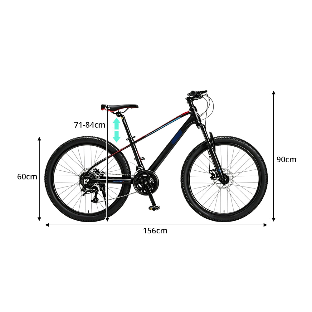 VOLTUS Mountain Bike with Front Suspension, Multi-Speed Gears and Dual Disc Brakes - Black