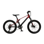 VOLTUS Youth Mountain Bike with Front Suspension, Dual Disc Brakes and Wide All-Terrain Tyres - Red & Black