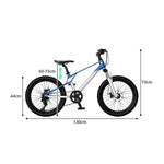 VOLTUS Youth Mountain Bike with Front Suspension, Dual Disc Brakes and Wide All-Terrain Tyres - Silver & Blue