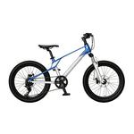 VOLTUS Youth Mountain Bike with Front Suspension, Dual Disc Brakes and Wide All-Terrain Tyres - Silver & Blue