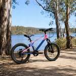 VOLTUS Youth Mountain Bike with Front Suspension, Dual Disc Brakes and Wide All-Terrain Tyres - Pink & Blue（副本）