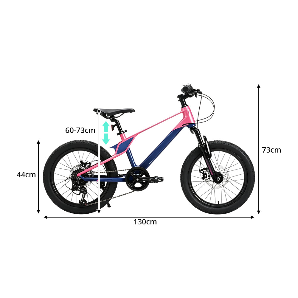VOLTUS Youth Mountain Bike with Front Suspension, Dual Disc Brakes and Wide All-Terrain Tyres - Pink & Blue（副本）