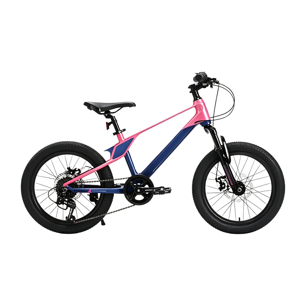 VOLTUS Youth Mountain Bike with Front Suspension, Dual Disc Brakes and Wide All-Terrain Tyres - Pink & Blue