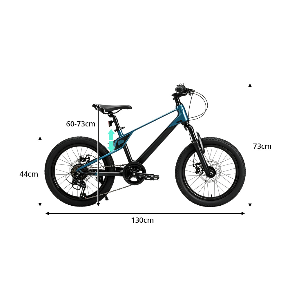 VOLTUS Youth Mountain Bike with Front Suspension, Dual Disc Brakes and Wide All-Terrain Tyres - Black & Blue