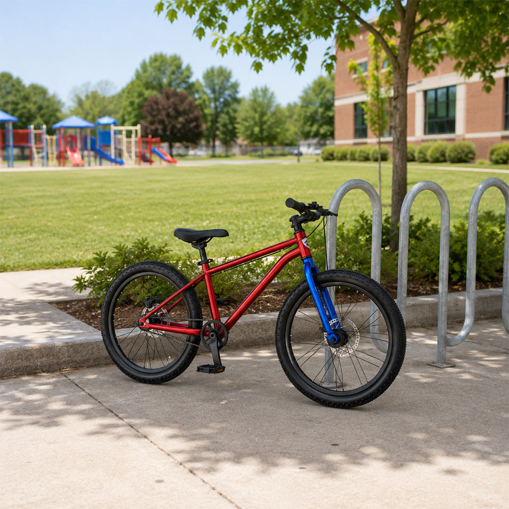 VOLTUS 20-Inch Kids Mountain Bike with Wide Tyres, Disc Brake and Adjustable Seat - Red